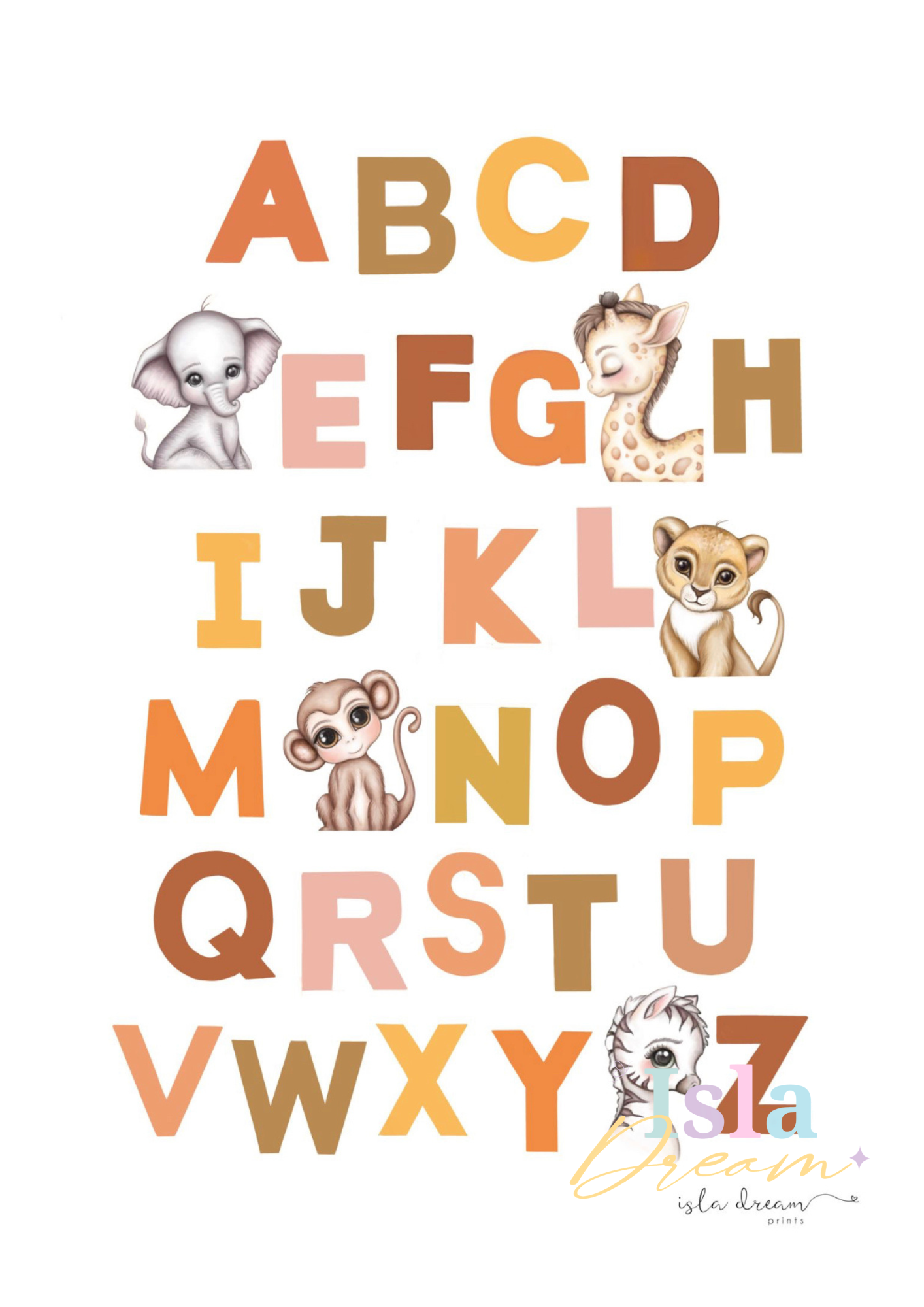 Jungle Animal Alphabet Poster