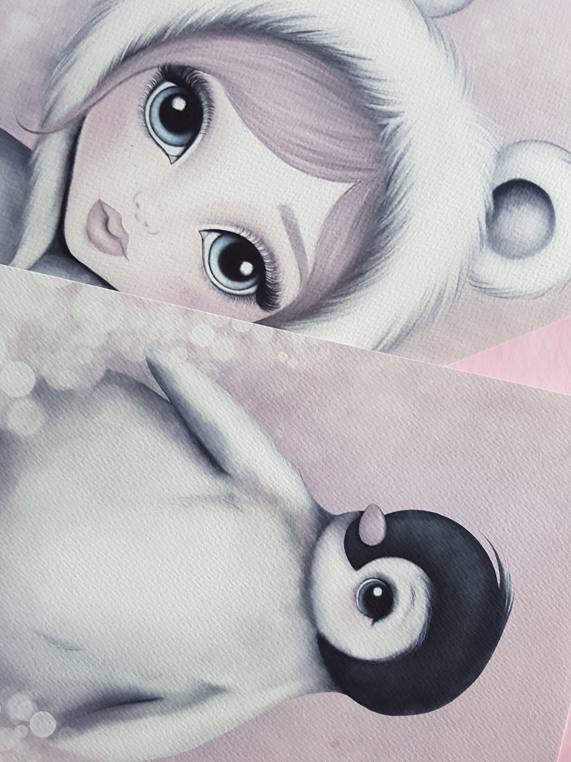 Romeo the baby penguin print: available in pink/grey - Isla Dream Prints