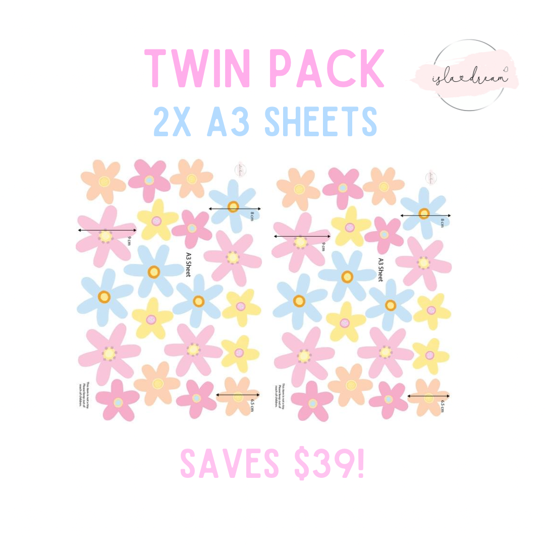 Spring Fling Pastel Flower Wall Decals - A3 & A2
