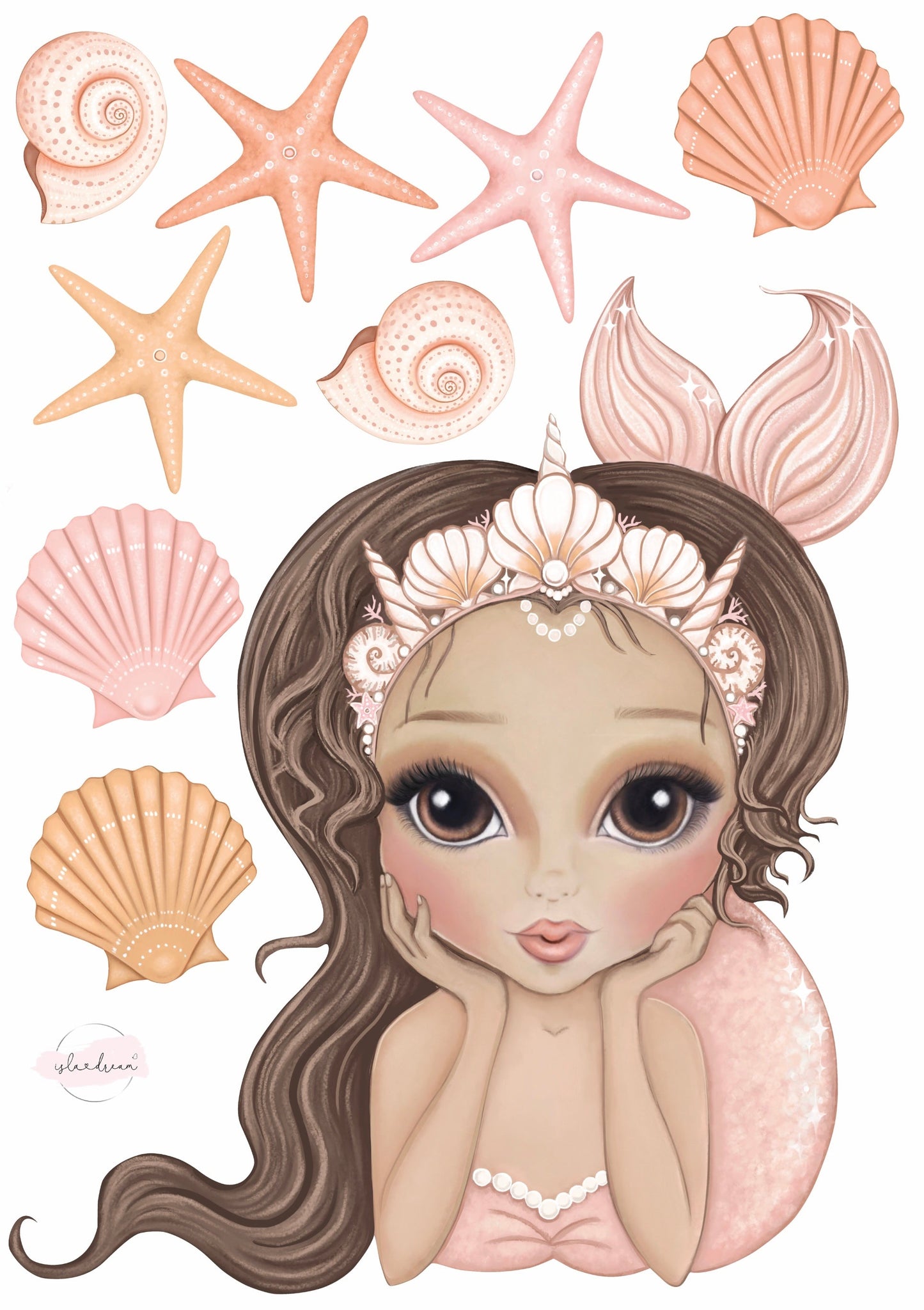 Mermaid Fabric Wall Decals in A3 & A2 (various colours available) - Isla Dream Prints