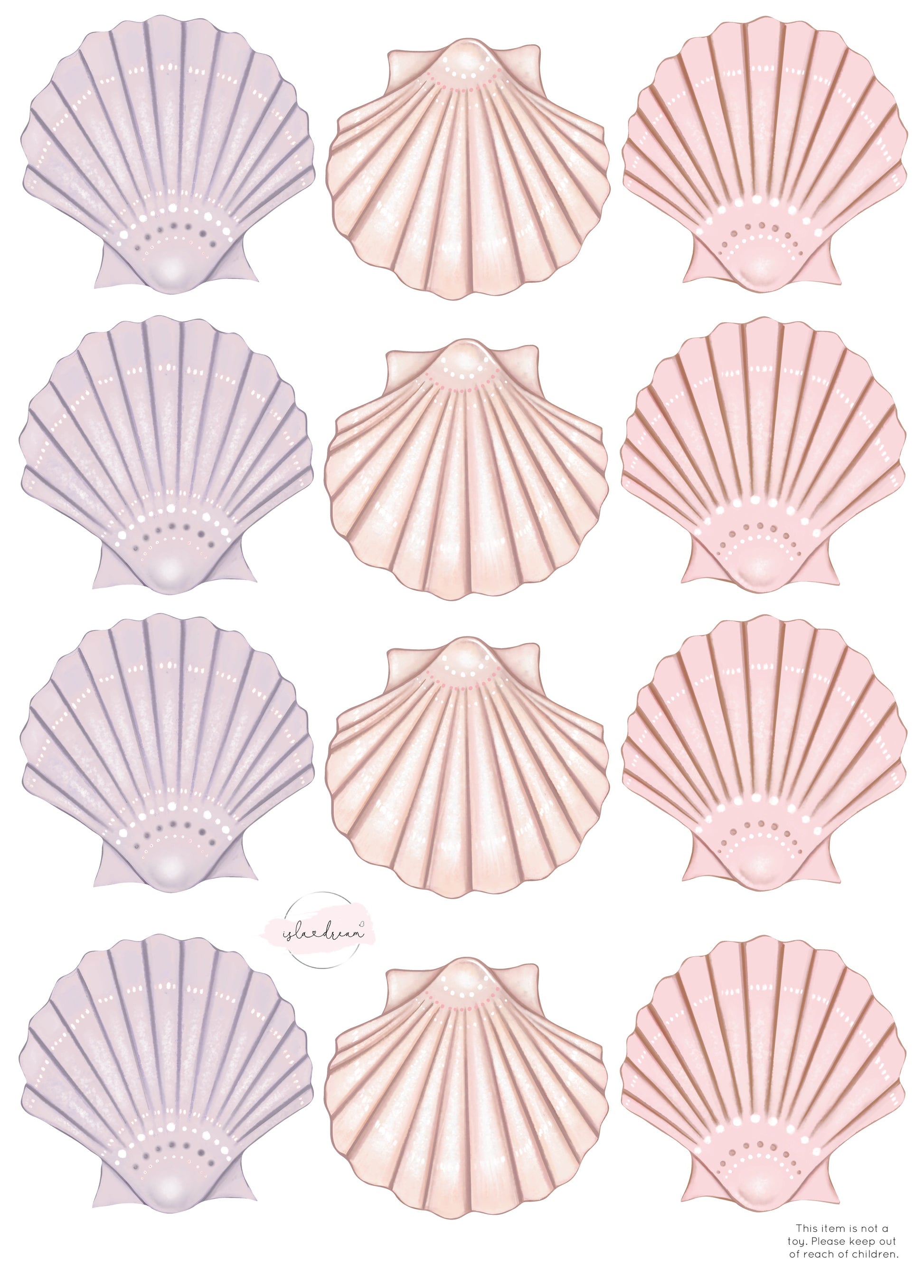 Sea Shell- Fabric Wall Decals A3 (multiple colours available) - Isla Dream Prints