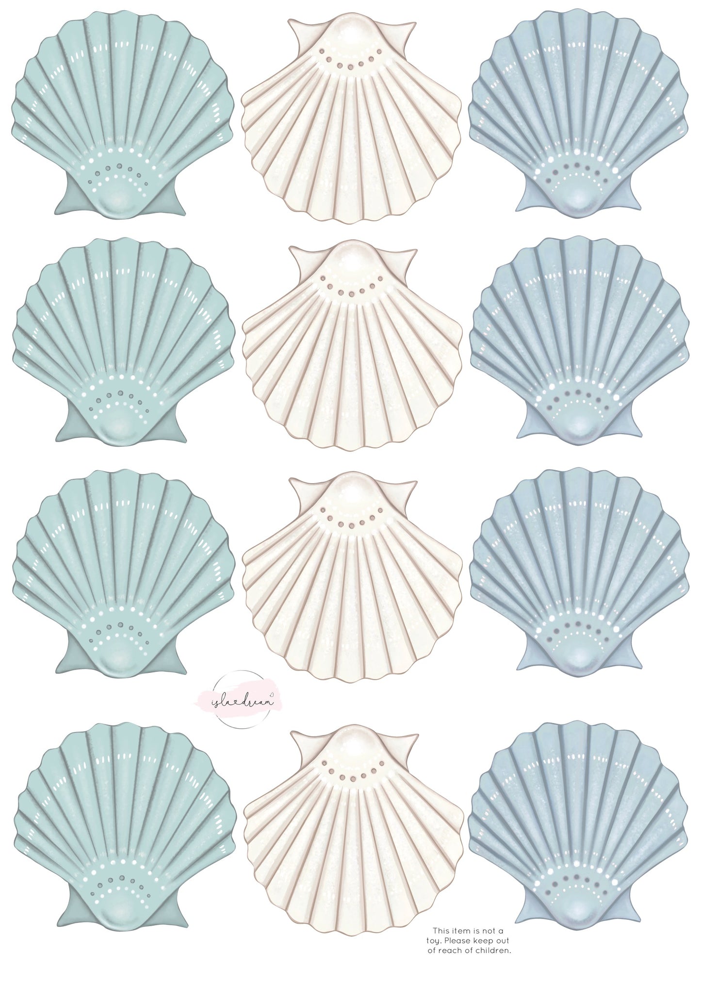 Sea Shell- Fabric Wall Decals A3 (multiple colours available) - Isla Dream Prints