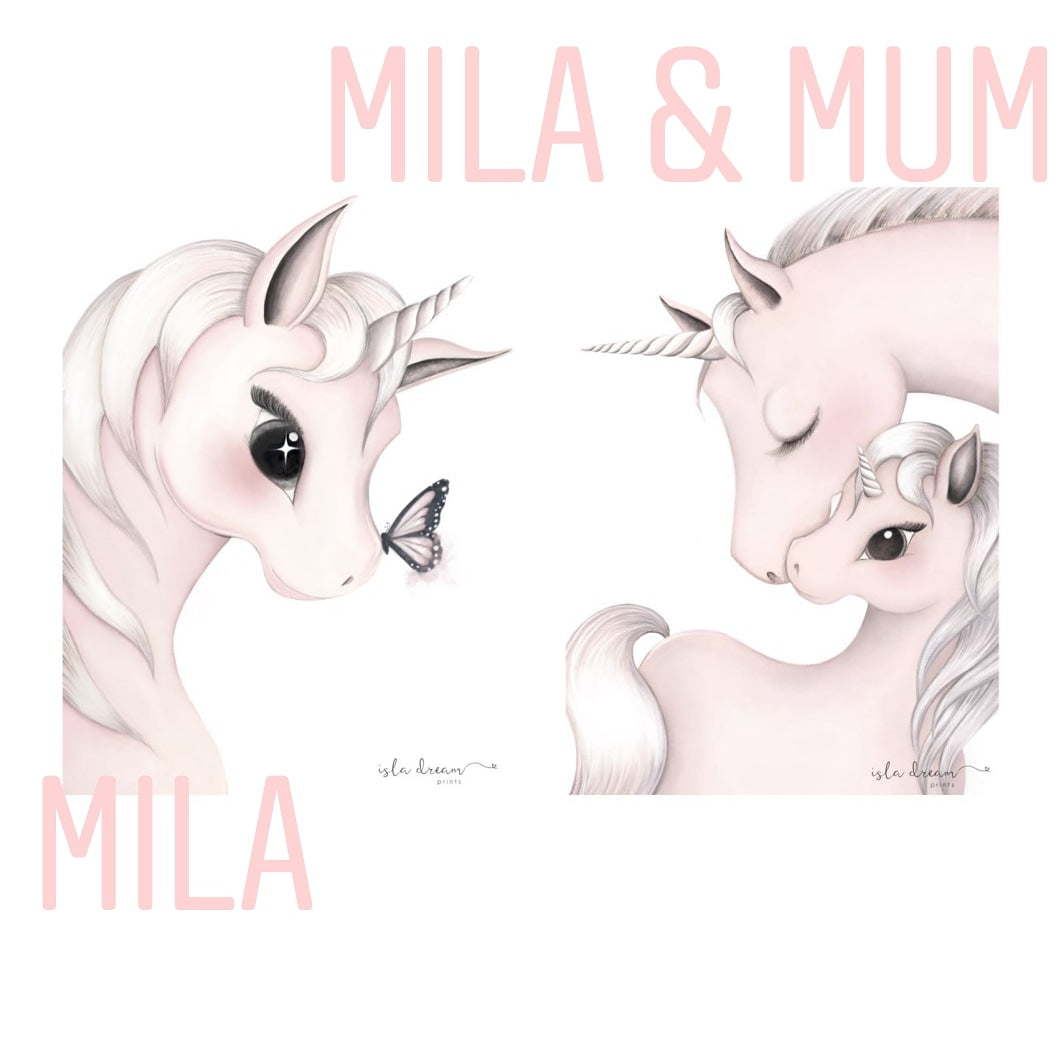Mila and mum unicorn print - Isla Dream Prints