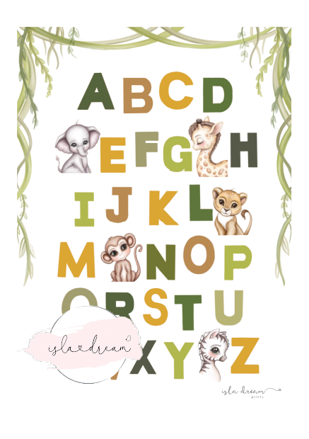 Jungle Animal Alphabet Poster