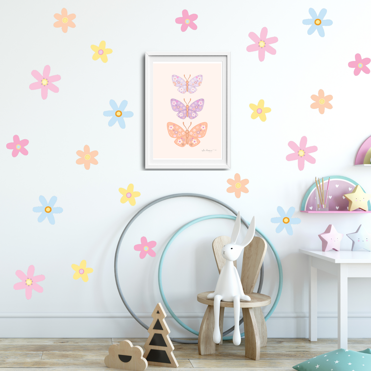Spring Fling Pastel Flower Wall Decals - A3 & A2