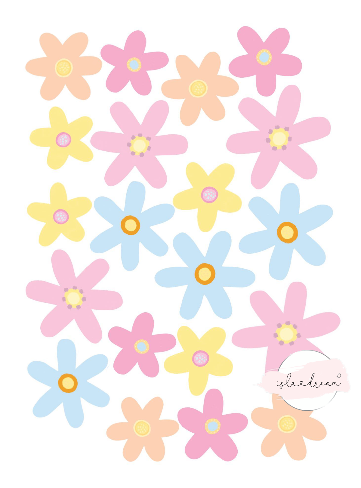 Spring Fling Pastel Flower Wall Decals - A3 & A2
