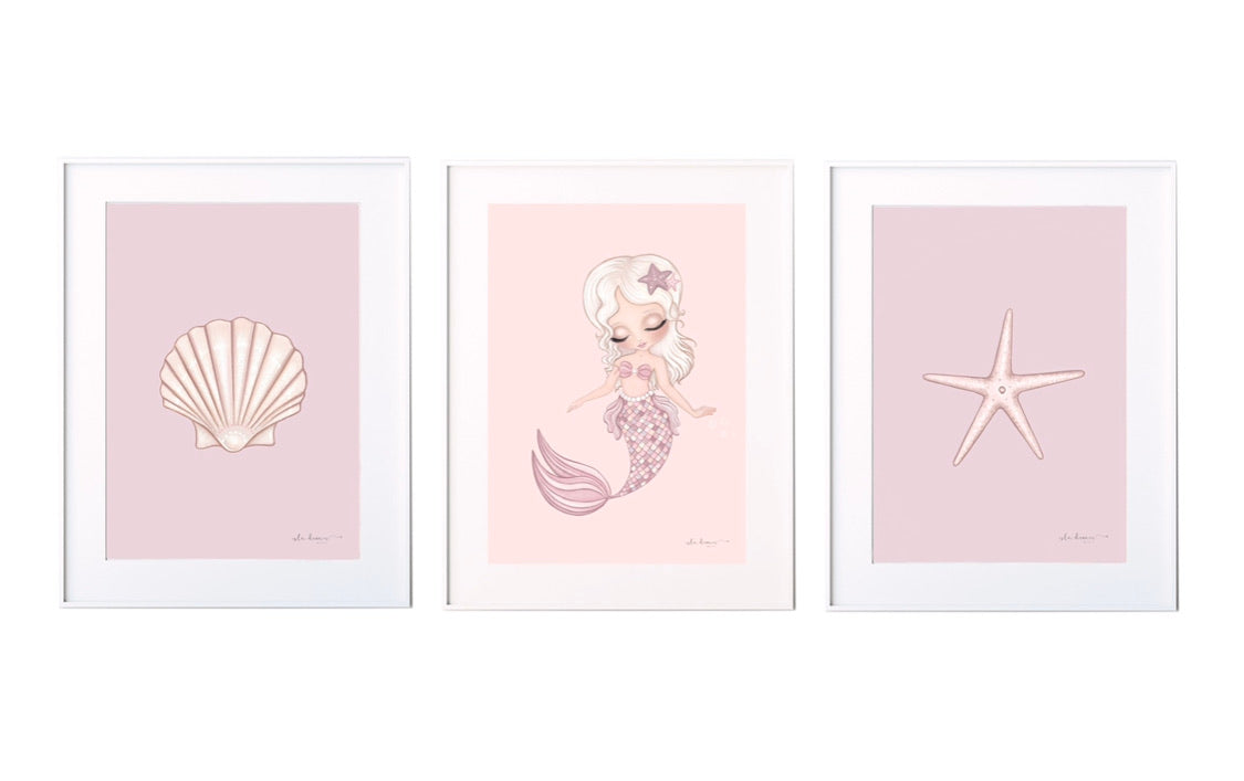 Mermaid shell & starfish sets. Multiple colour options. - Isla Dream Prints