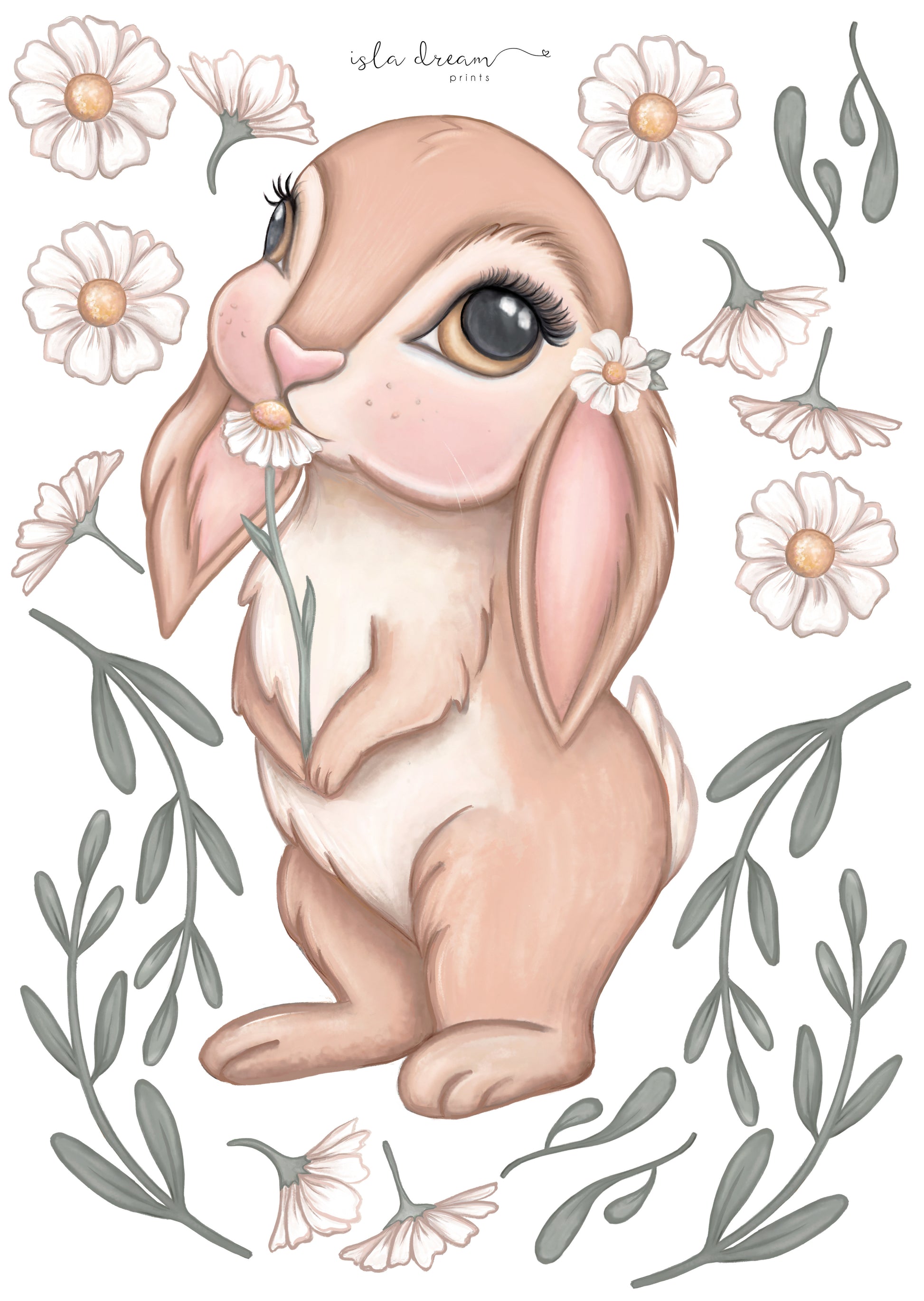 ‘Bunny magic’ Fabric Wall Decals A3 - Isla Dream Prints