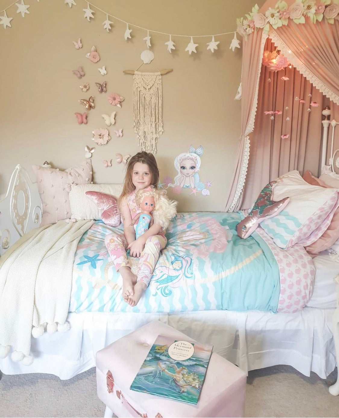 Mermaid Fabric Wall Decals in A3 & A2 (various colours available) - Isla Dream Prints
