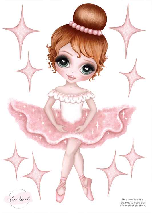 'Ruby the Ballerina' Fabric Wall Decals A4 - Isla Dream Prints
