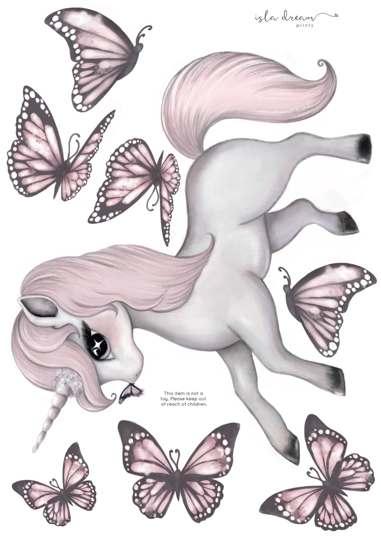 Rose the unicorn Fabric Wall Decals A3 - Isla Dream Prints
