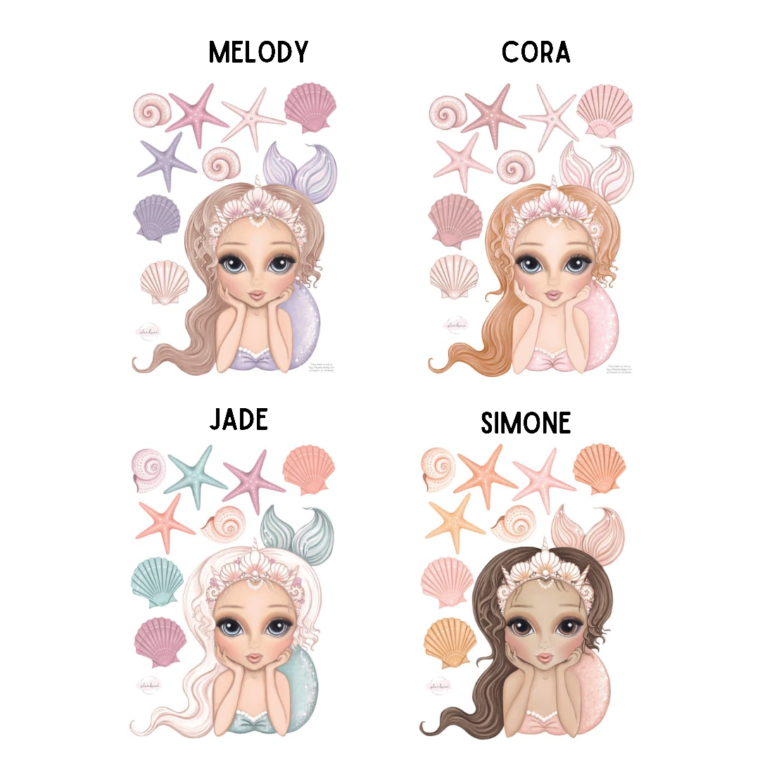 Simone the Mermaid Wall Decals - A3 & A2